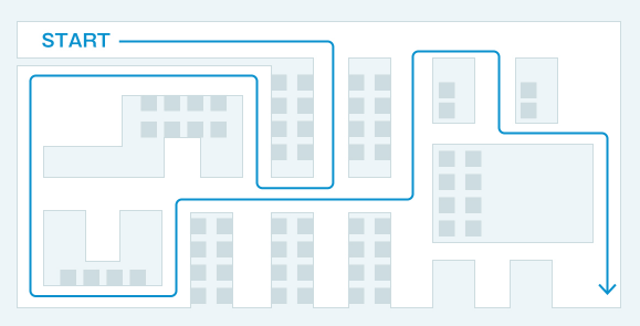 図:ロケーションマップにルートや目的地が表示されることでピッキングの稼働効率がアップ